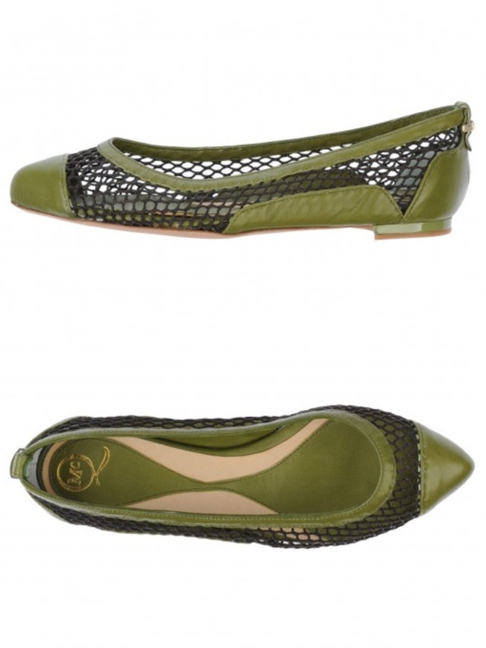 McQ Alexander McQueen Mesh Ballet Flats Women’s EU 38 Green Leather Pointed Toe